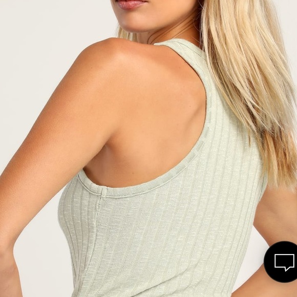 Sage Green Ribbed Knit Tank Top Lulus - Picture 4 of 6